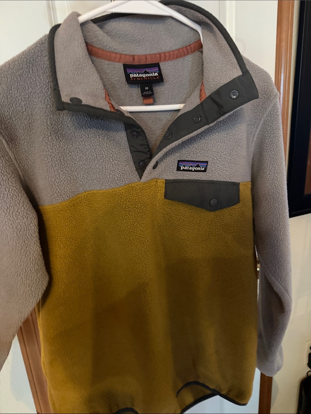Patagonia Two-Tone Snap-T Fleece Pullover - Gray & Mustard